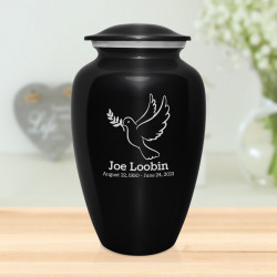Peace Dove Cremation Urn - Jet Black