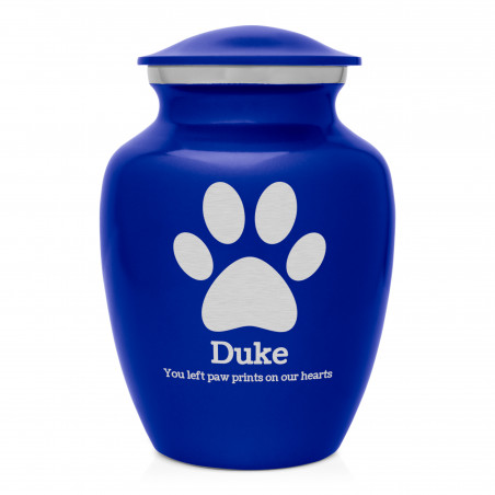 Small Pawprint Pet Cremation Urn - Midnight Blue