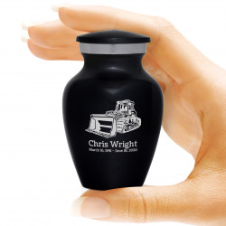 Bulldozer Keepsake Urn - Jet Black