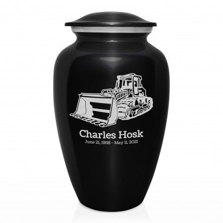 Bulldozer Cremation Urn - Jet Black
