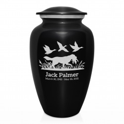 Duck Hunting Dog Cremation Urn - Jet Black