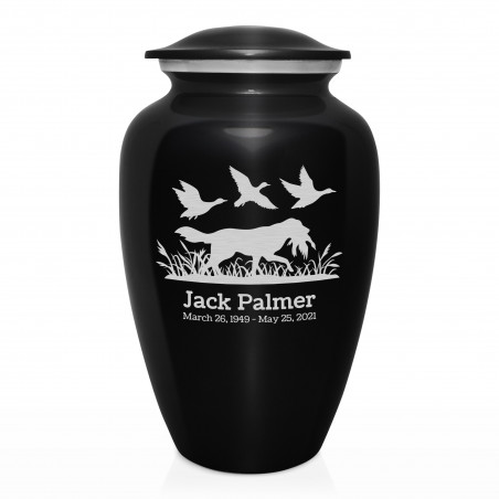 Duck Hunting Dog Cremation Urn - Jet Black