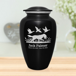 Duck Hunting Dog Cremation Urn - Jet Black