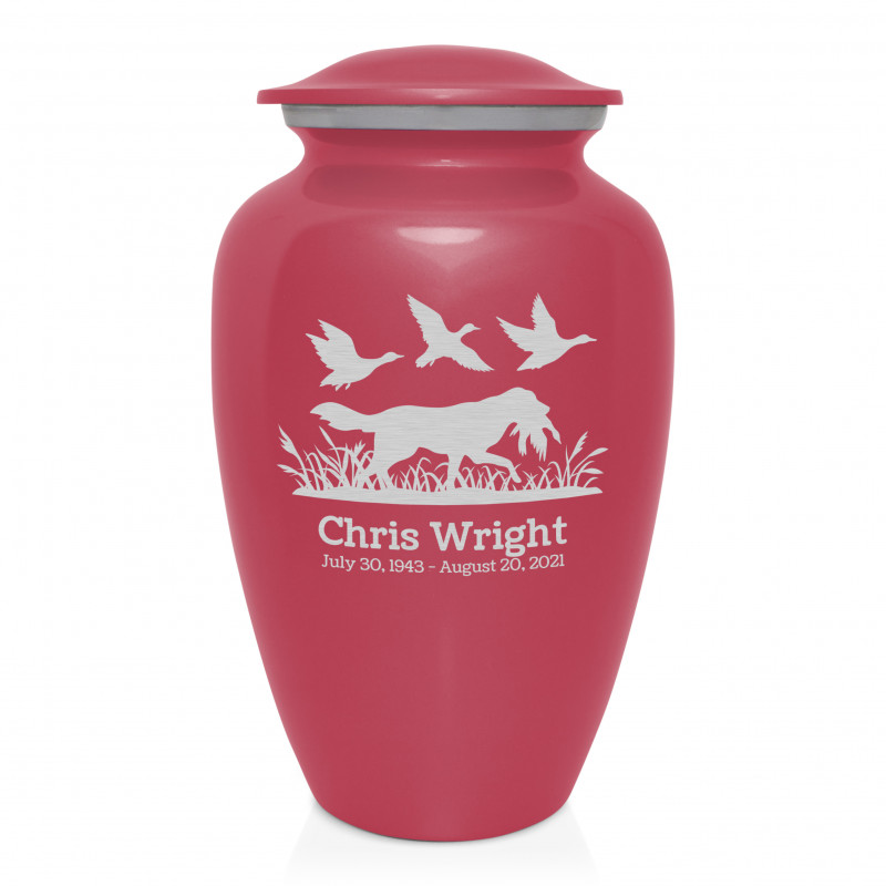 Duck Hunting Dog Cremation Urn - Rose Pink