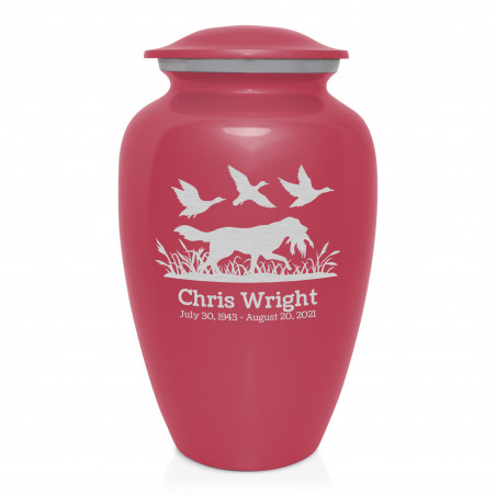 Duck Hunting Dog Cremation Urn - Rose Pink