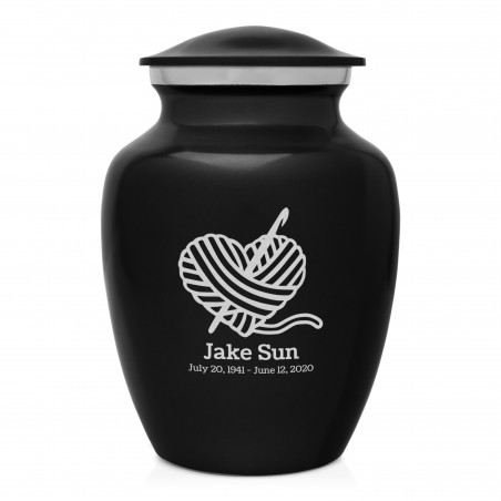 Crochet Heart Sharing Urn - Jet Black