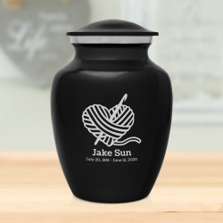 Crochet Heart Sharing Urn - Jet Black