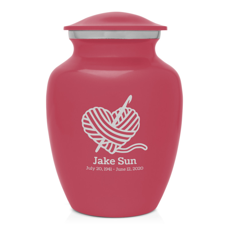 Crochet Heart Sharing Urn - Rose Pink