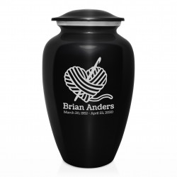 Crochet Heart Cremation Urn - Jet Black