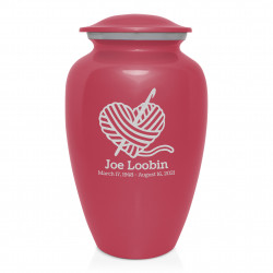 Crochet Heart Cremation Urn - Rose Pink