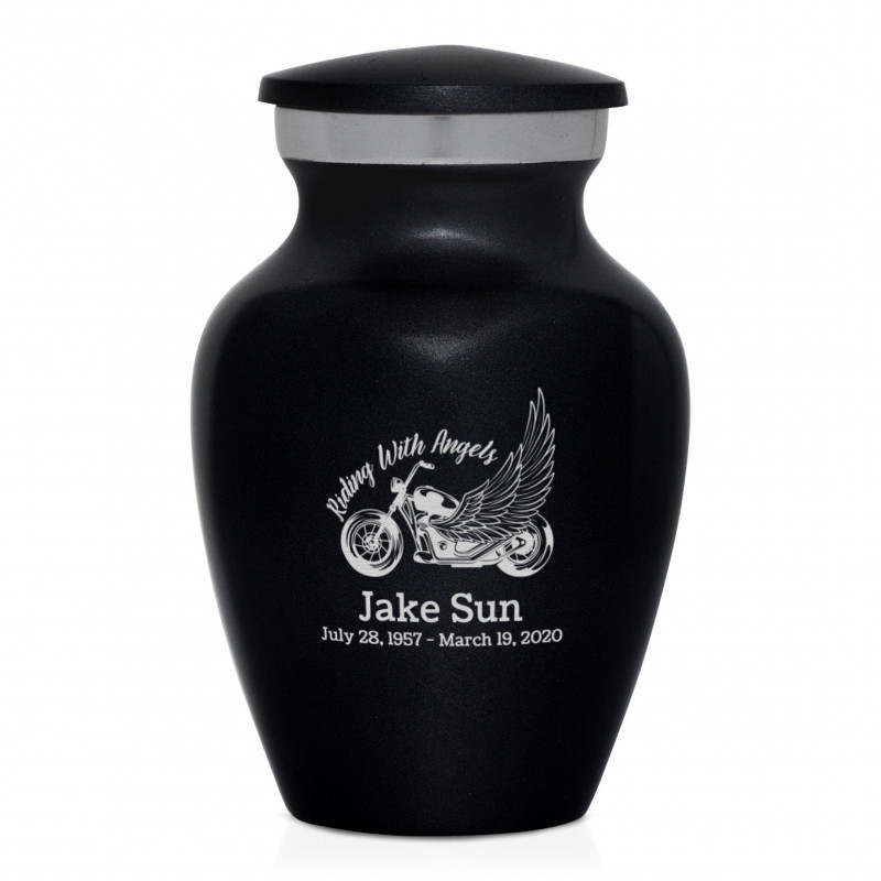 Riding with Angels Motorcycle Keepsake Urn - Jet Black