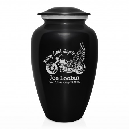 Riding with Angels Cremation Urn - Jet Black