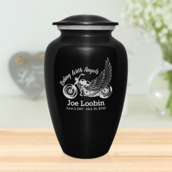 Riding with Angels Cremation Urn - Jet Black