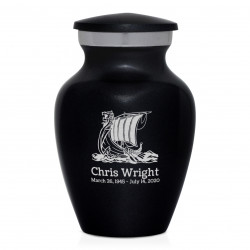 Viking Ship Keepsake Urn - Jet Black