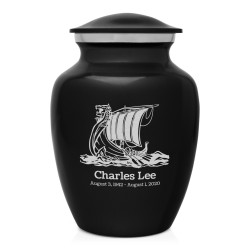 Viking Ship Sharing Urn - Jet Black