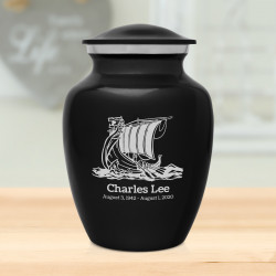 Viking Ship Sharing Urn - Jet Black