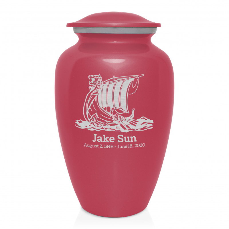 Viking Ship Cremation Urn - Rose Pink