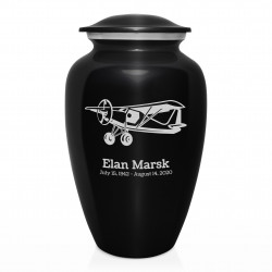 Bush Plane Cremation Urn - Jet Black