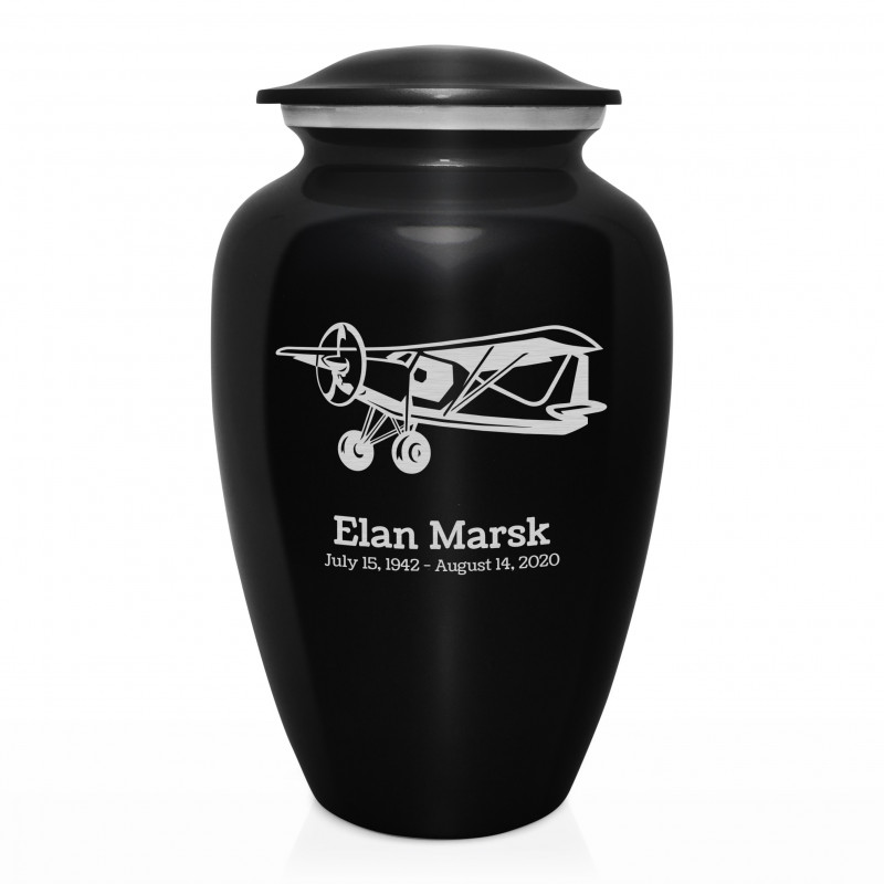 Bush Plane Cremation Urn - Jet Black