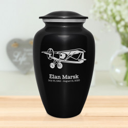 Bush Plane Cremation Urn - Jet Black
