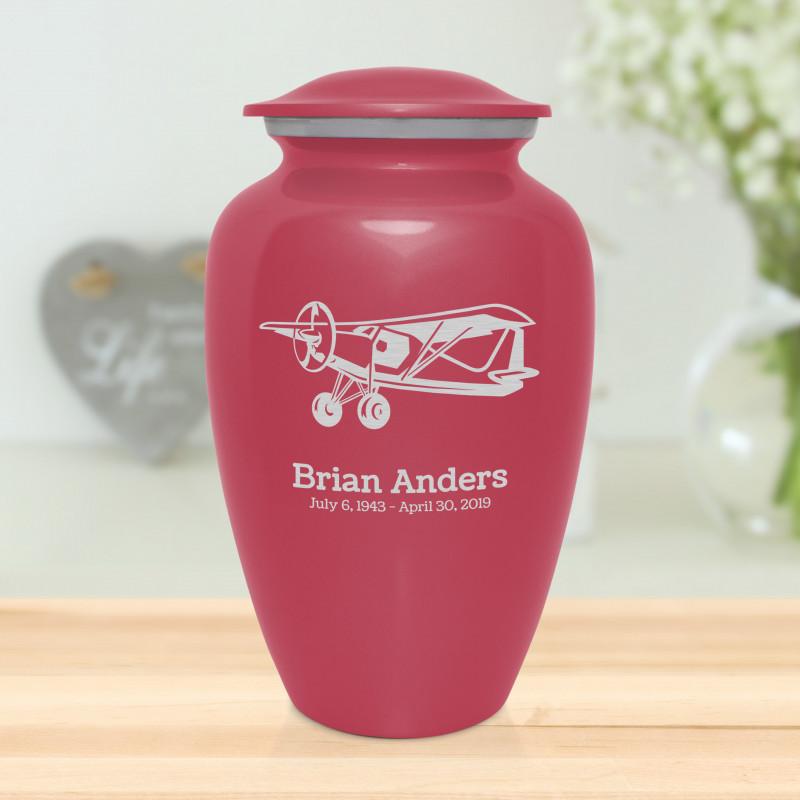 Bush Plane Cremation Urn - Rose Pink