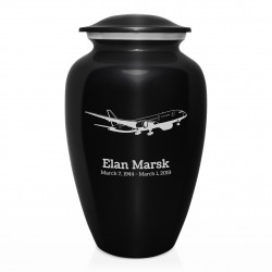 Commercial Airplane Cremation Urn - Jet Black