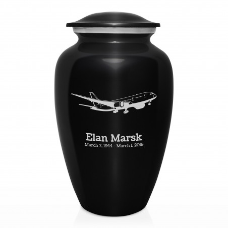 Commercial Airplane Cremation Urn - Jet Black