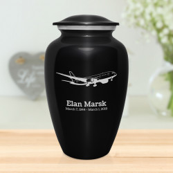 Commercial Airplane Cremation Urn - Jet Black