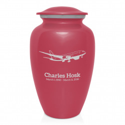 Commercial Airplane Cremation Urn - Rose Pink