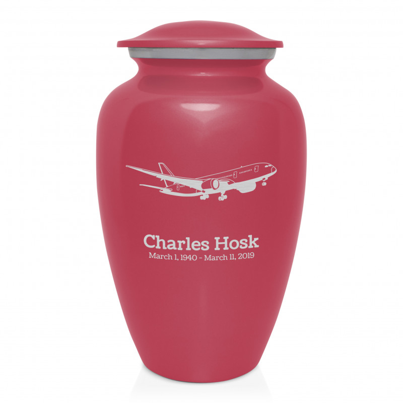 Commercial Airplane Cremation Urn - Rose Pink