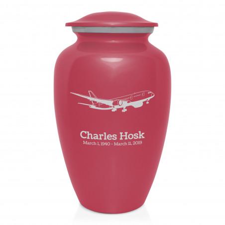 Commercial Airplane Cremation Urn - Rose Pink