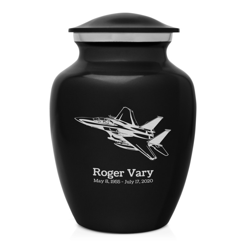 Fighter Jet Plane Sharing Urn - Jet Black