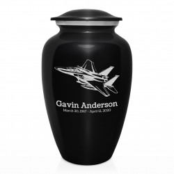 Fighter Jet Plane Cremation Urn - Jet Black