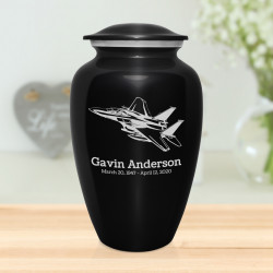 Fighter Jet Plane Cremation Urn - Jet Black