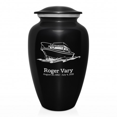 Boat Cremation Urn - Jet Black