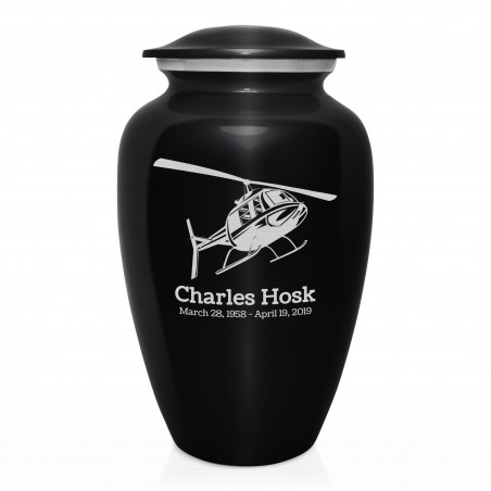 Helicopter Cremation Urn - Jet Black