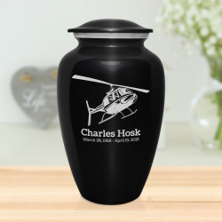 Helicopter Cremation Urn - Jet Black