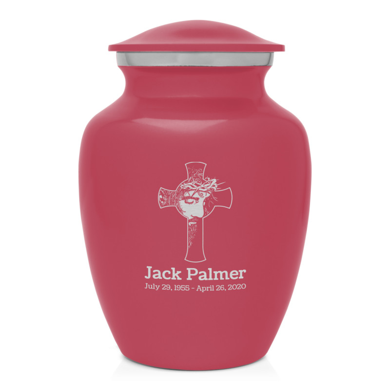 Jesus Crucifix Sharing Urn - Rose Pink