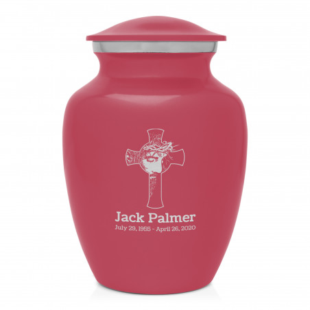 Jesus Crucifix Sharing Urn - Rose Pink