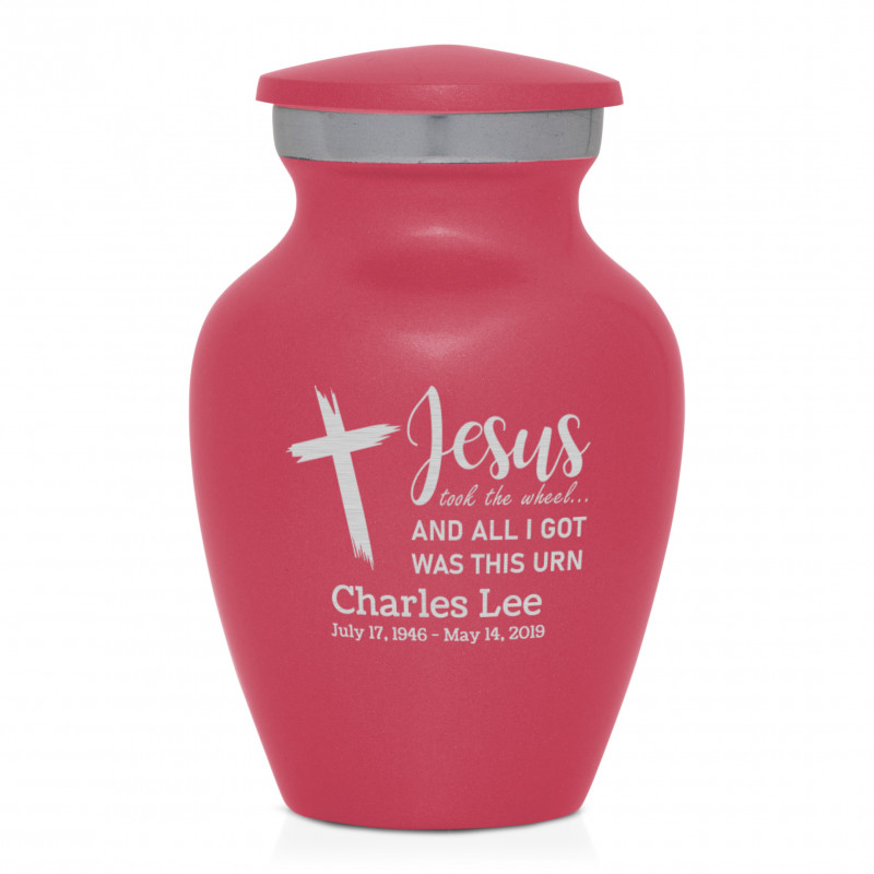 Jesus Took The Wheel Keepsake Urn - Rose Pink
