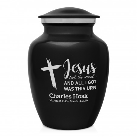 Jesus Took The Wheel Sharing Urn - Jet Black