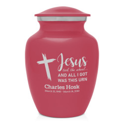 Jesus Took The Wheel Sharing Urn - Rose Pink