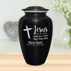 Jesus Took The Wheel Cremation Urn - Jet Black