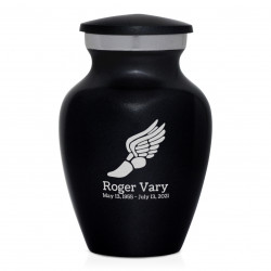Winged Foot Running Keepsake Urn - Jet Black