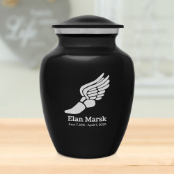 Winged Foot Running Sharing Urn - Jet Black