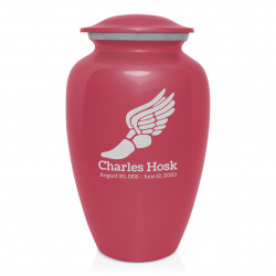 Winged Foot Running Cremation Urn - Rose Pink