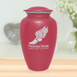 Winged Foot Running Cremation Urn - Rose Pink