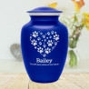 Large Pawprint Heart Pet Cremation Urn - Midnight Blue