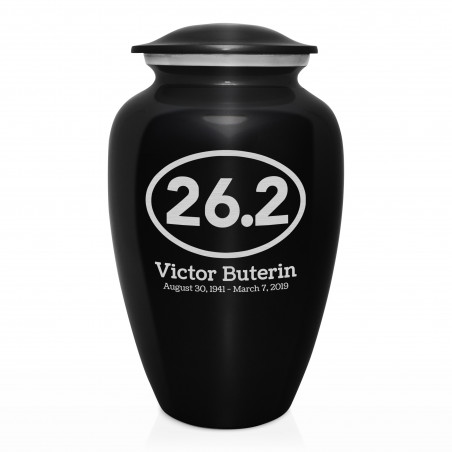 Marathon 26.2 Running Cremation Urn - Jet Black