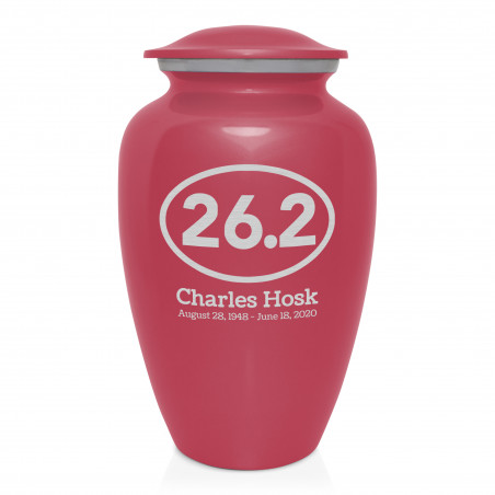 Marathon 26.2 Running Cremation Urn - Rose Pink